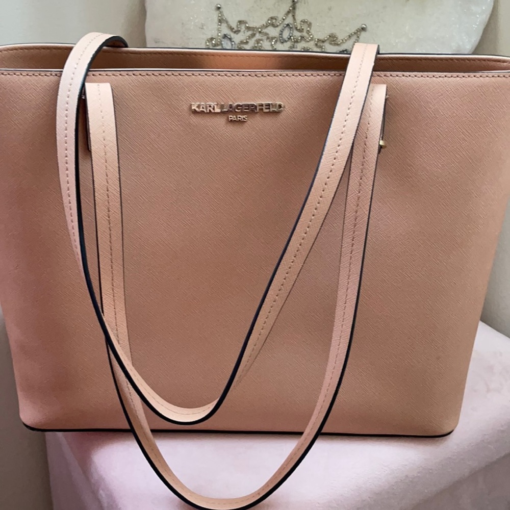Karl Lagerfeld Paris blush pink tote